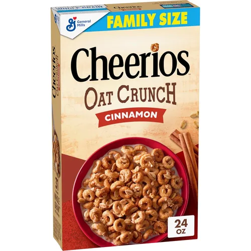 Vista 9 de Cheerios Oat Crunch Cinnamon Cereal de Desayuno, Hecho con Grano Entero, Tamaño Grande, 18.2 oz