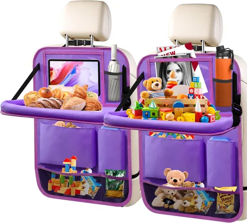 Vista 11 de Organizador de asiento trasero de automóvil, paquete de 2 organizadores de asiento trasero de automóvil con soporte para tableta de 11 pulgadas, 10