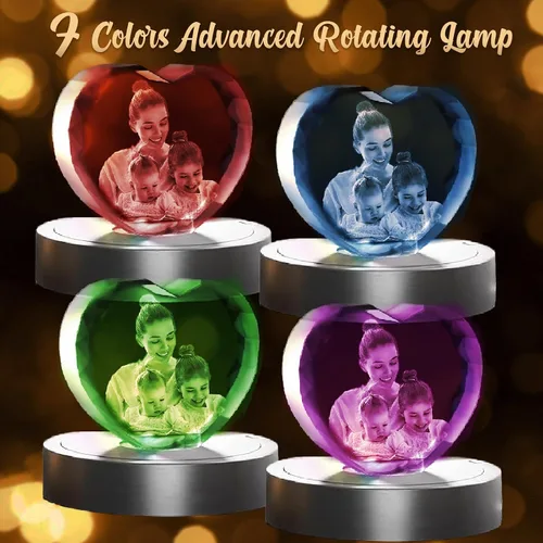 Vista 4 de Foto de cristal 3D personalizada, foto de cristal grabada con láser 3D, regalos de imagen personalizados para marido y esposa. Regalo personalizado