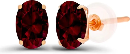Vista 20 de Aretes ovalados de plata de ley 925 maciza chapados en oro de 0.236 x 0.157 pulgadas con piedra natal genuina para mujer Aretes de tuerca Amatista
