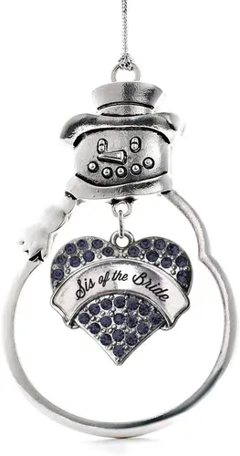 Vista 52 de Inspired Silver - Fuerza Aérea - Adorno de Navidad plateado - Adorno de árbol de Navidad con colgante de corazón azul con circonita cúbica