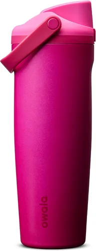 Vista 29 de Botella de agua Owala FreeSip con aislamiento de acero inoxidable con pico de dos vías, pajita incorporada y asa de cubo, fabricada para viajes