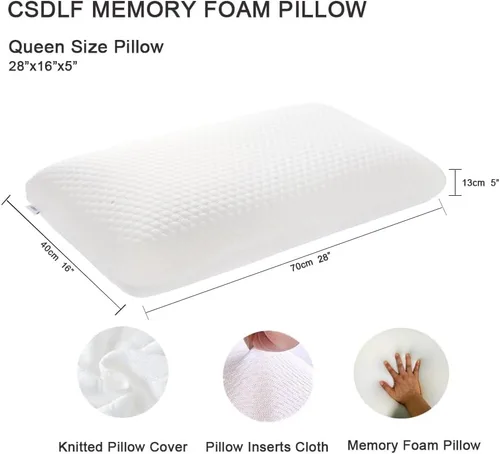 Vista 2 de CSDLF Almohadas de Cama de Espuma Viscoelástica, Almohada para Personas que Duermen de Lado y Boca Arriba, Almohada para Alivio del Dolor de Cuello