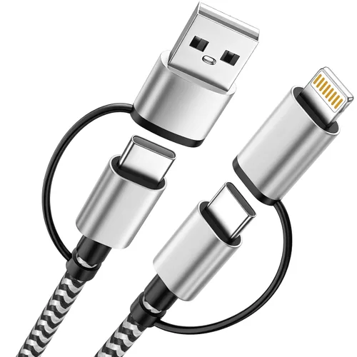 Vista 16 de MPATIBY - Cable de carga múltiple, doble tipo C Negro + gris