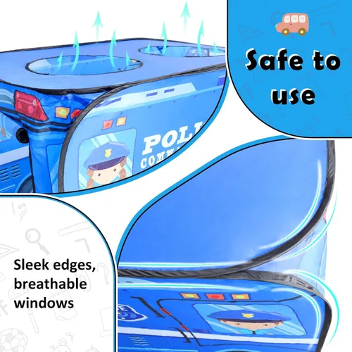 Vista 9 de Carpa emergente del coche de la policía, juguete interior al aire Azul