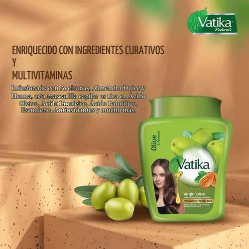 Vista 2 de Dabur Vatika Deep Conditioning (Oliva) Mascarilla capilar (para cabello seco, opaco y sin vida) 17.64 oz