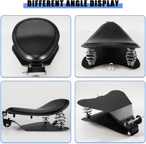 Vista 5 de PSLER Juego de asiento SOLO, PSLER Juego de resorte para motocicleta con cojín y soporte para asiento SOLO para Sportster XL 883 1200 Chopper Bobber