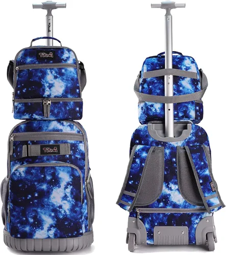 Vista 2 de Tilami Mochila con ruedas, mochila para laptop de 19 pulgadas con ruedas y lonchera