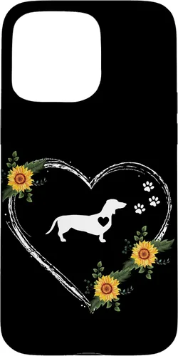 Vista 31 de Dachshund Heartbeat With Paw Prints On Black Case for iPhone 16