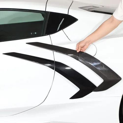 Vista 3 de Cubierta de salida de aire exterior de fibra de carbono 100% real para Chevrolet Corvette C8 2020-2023, accesorios de ventilación lateral