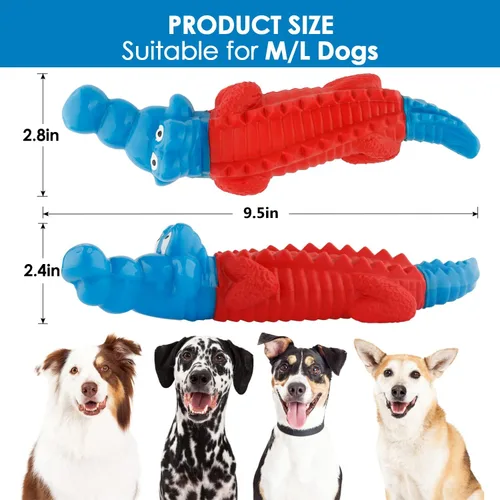 Vista 7 de petizer Juguetes masticables para perros que no chirrian para masticadores agresivos, juguete resistente de nailon y goma para perros con sabor a