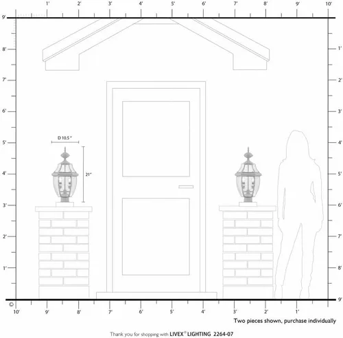 Vista 9 de Livex Lighting 2264-02 - Farol de poste para exteriores, 2 luces, latón pulido