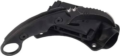 Vista 3 de MASALONG Garra de supervivencia para exteriores, cuchillo táctico dentado, de doble filo, hoja fija, con funda