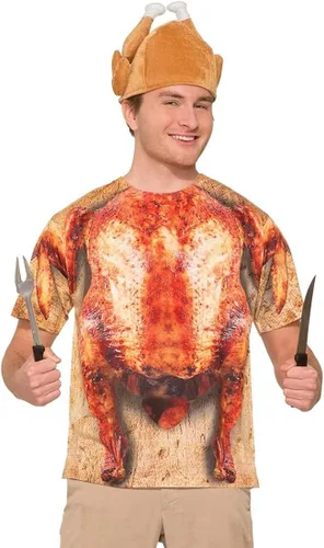 Vista 6 de Forum - Top de disfraz con estampado de pavo para adulto, Como se muestra