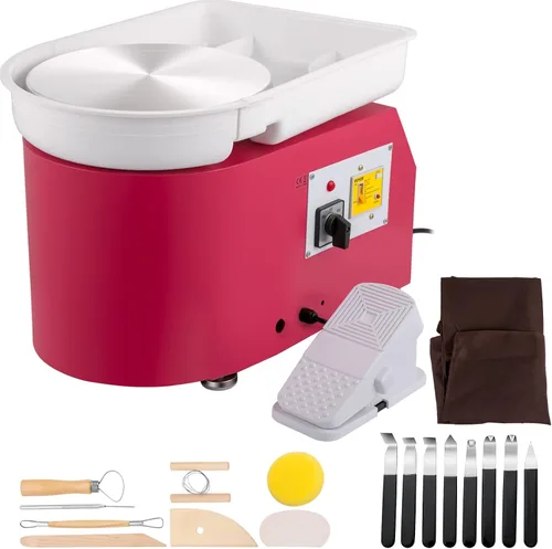 Vista 10 de VEVOR Rueda de cerámica de 11 pulgadas para adultos principiantes, máquina formadora eléctrica de 350 W con pedal de lavabo desmontable de 0 a 300