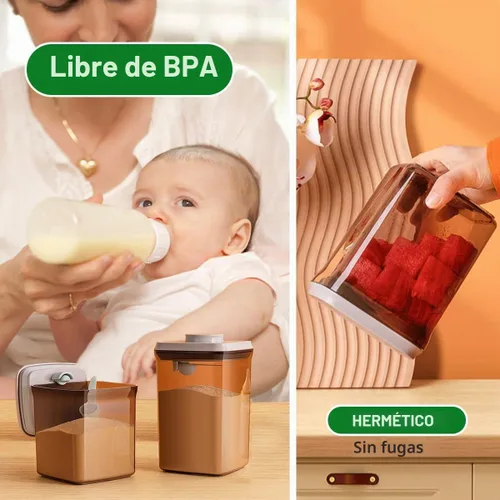 Vista 4 de Ankou Contenedor hermético para fórmula - 1000 ml/400 g Dispensador de fórmula con tapas, contenedores de almacenamiento de alimentos sin BPA 33.8