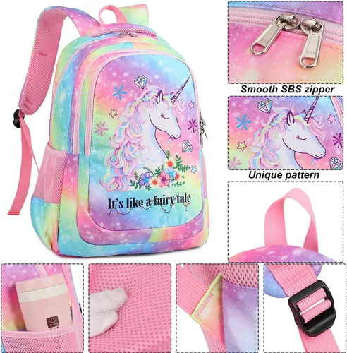 Vista 6 de BTOOP Mochilas escolares para niñas, mochila ligera y bonita bolsa de almuerzo para niños y estuche para lápices