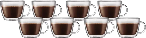 Vista 8 de Bodum 5 oz Bistro Taza para expreso de doble pared, vidrio borosilicato resistente al calor, juego de 2, transparente