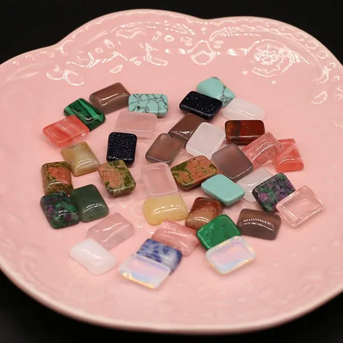 Vista 5 de Cabujón rectangular con parte trasera plana piedras naturales cabujón para hacer joyas 20 piezas