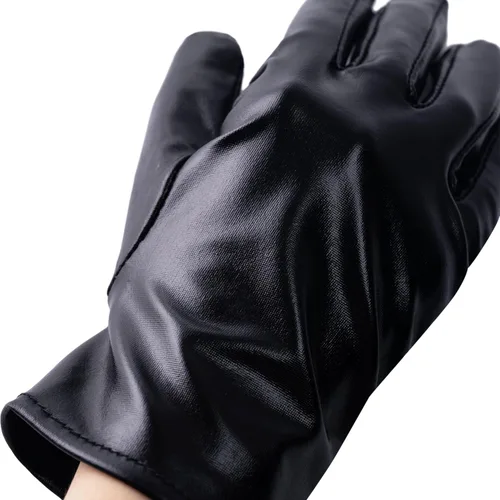 Vista 6 de Spooktacular Creations Guantes metálicos negros, unisex de superhéroe negro brillante para adultos, niños, accesorio de disfraz de Halloween, guante