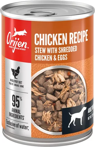 Vista 2 de ORIJEN Trituras de carne real, sin granos, estofado de receta de pollo, comida húmeda prémium para perros