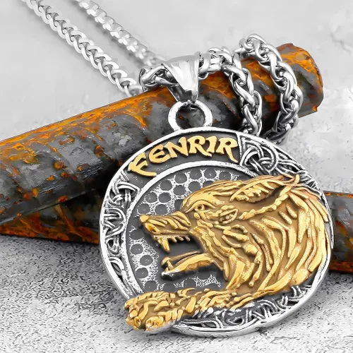 Vista 4 de PBTMCD Collar con colgante de acero de titanio con símbolos vikingos, regalos vikingos vintage únicos para hombres, mitología nórdica, amuleto
