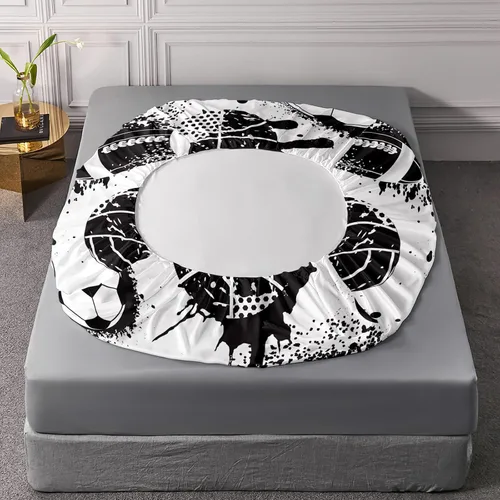 Vista 5 de Axolotl Juego de sábanas deportivas de tamaño individual, juego de ropa de cama deportiva de pelota, sábana bajera ajustable para niños, ropa