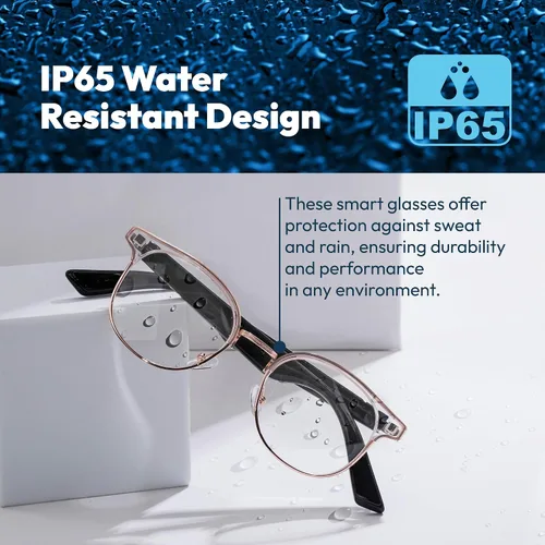Vista 6 de Lentes inteligentes Bluetooth de audio, auriculares inalámbricos con lente de bloqueo de luz azul, micrófono, altavoz, música de oído abierto