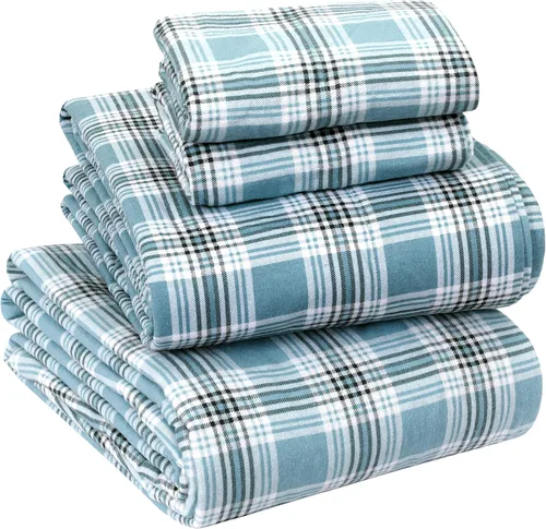 Vista 30 de Sleepdown Juego de sábanas de franela de algodón 100 % de 160 GSM - Gris escarcha, individual