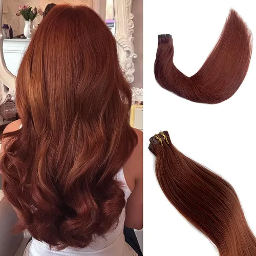 Vista 20 de Extensiones de cabello humano rubio con cinta, reflejos rubio ceniza y rubio platino, extensiones de cabello rubio platinado, cinta adhesiva
