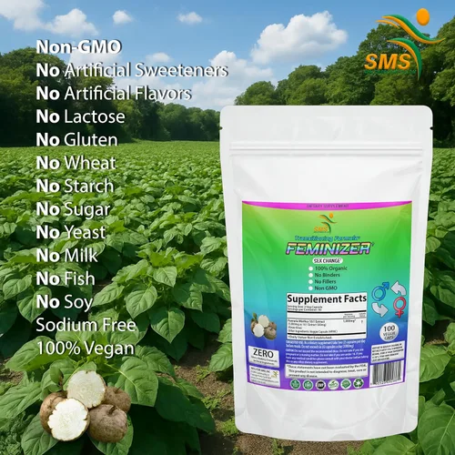 Vista 6 de Feminizer Píldoras de cambio de sexo por SMS, 100 cápsulas vegetales Pueraria Mirifica para estrógeno 1,000 mg puro 10:1 extracto de raíz en polvo
