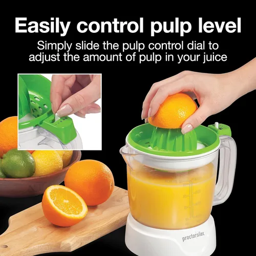 Vista 5 de Proctor Silex Exprimidor eléctrico de cítricos, 34 onzas., para naranja, limón, jugo de toronja, blanco & verde (66337)