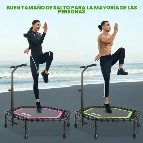 Vista 5 de ONETWOFIT Mini Rebounder Trampoline for Adults with Bar, Adjustable Handle Verde