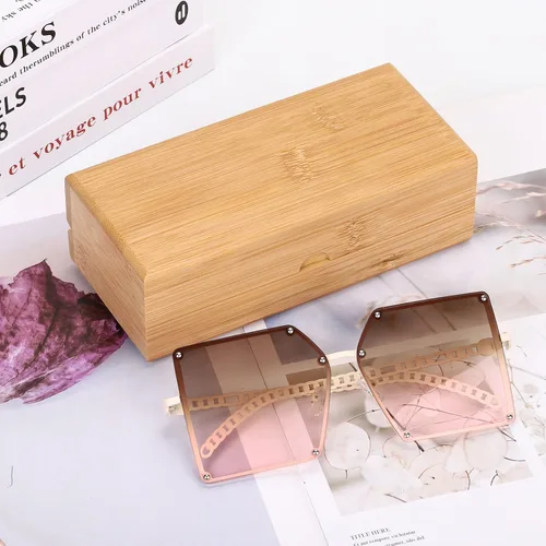 Vista 6 de molshine Estuche para lentes de sol, caja de madera de bambú para gafas, estuche para gafas (gafas no incluidas)