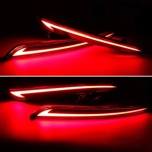 Vista 5 de Luces traseras de freno de señal de giro para parachoques trasero LED óptico 3D rojo para Ford Fusion Mondeo 2013 2014 2015 2016 2017 2018, 2