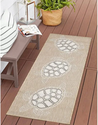 Vista 97 de Liora Manne Marina - Alfombra de área duradera de mezcla sintética tejida a máquina para interiores/exteriores - Gráfico contemporáneo océano global