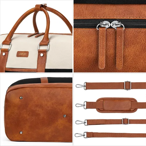 Vista 142 de IBFUN Bolsas de fin de semana para mujer, bolsa grande de lona para viaje, bolsa de viaje con compartimento para zapatos, 21 pulgadas, juego de 3