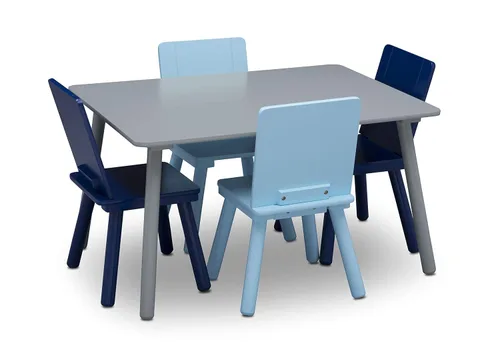 Vista 2 de Delta Children Juego de mesa y silla para niños (4 sillas incluidas), gris/azul y caja de juguetes de lujo MySize, certificado Greenguard Gold, azul