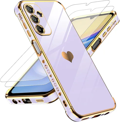 Vista 22 de LeYi Funda para Motorola-G 2025: Love Heart Plating Luxury, Negro