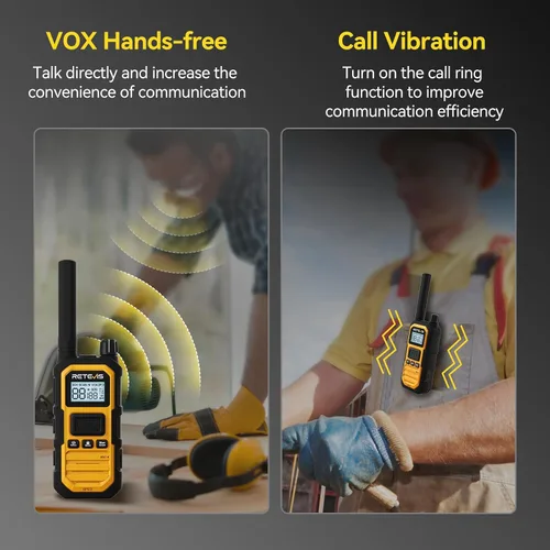 Vista 5 de Retevis RB48 Plus GMRS Walkie Talkies (paquete de 16) con auriculares