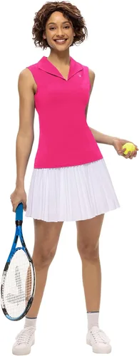 Vista 5 de JACK SMITH Camisetas de tenis de golf sin mangas para mujer, cuello en V, cuello de solapa, deportivas, sin mangas