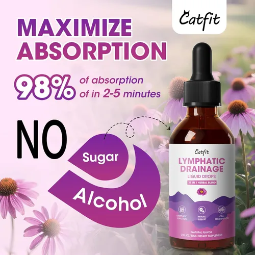 Vista 6 de Gotas de Suplementos de Drenaje Linfático para el Sistema Inmunológico, Apoyo al Sistema Linfático, Limpieza y Desintoxicación, Salud del Hígado