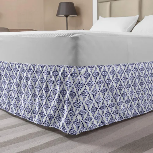 Vista 17 de Lunarable Falda de cama elástica de trébol, tréboles de cultura irlandesa con temática del día de San Patricio, 4 hojas, falda de cama de tela