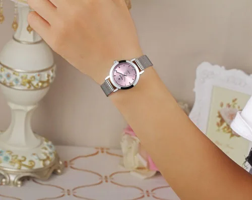 Vista 5 de Relojes de pulsera de lujo de moda casual reloj de pulsera de malla banda de cuarzo relojes para mujeres