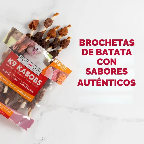 Vista 8 de Pur Luv Golosinas para perros, K9 Kabobs hechas con pollo real, pato y batata, 12 onzas, aperitivos para perros, saludables, fáciles de digeribles