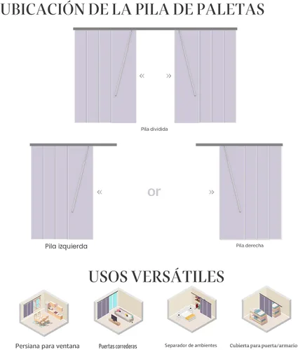 Vista 3 de Graywind - Paneles deslizantes manuales 100% opacos con control de varilla, cortinas para ventanas de privacidad, cortinas para puertas corredizas
