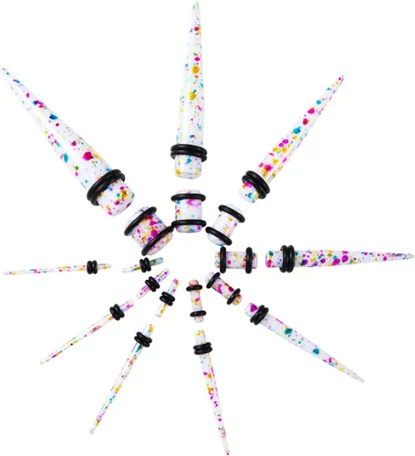 Vista 4 de NASAMA Juego de 50 unidades de dilatación de calibre de oreja 14G-00G Tapers Tapones de silicona Túneles medidores conjunto de expansor de cuerpo
