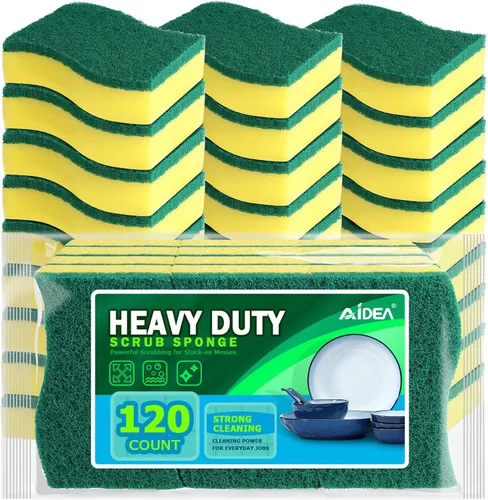 Vista 12 de AIDEA Esponjas de cocina, paquete de 24 esponjas de platos resistentes, esponja de limpieza para el hogar y la cocina, suministros de limpieza sin