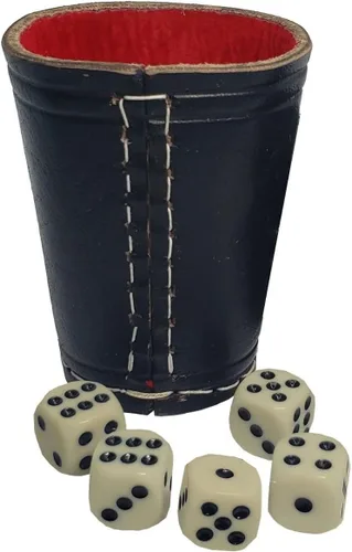 Vista 11 de Cyber-Deals - Taza compacta de cuero genuino para dados + dados con bolsa de almacenamiento de terciopelo negro