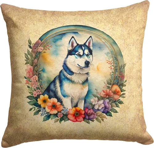 Vista 222 de Caroline's Treasures DAC2072PW1414 Affenpinscher and Flowers - Almohada decorativa de tela, lavable a máquina, para interiores y exteriores